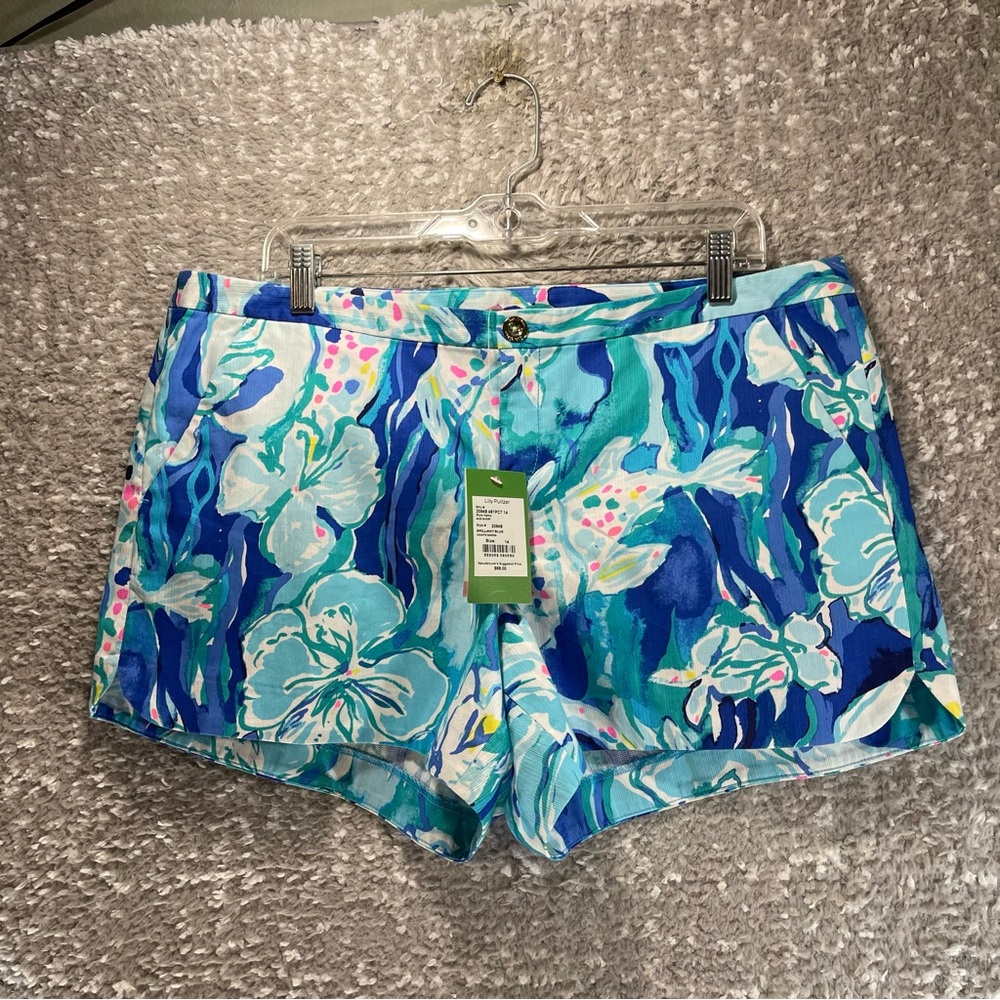 Lilly Pulitzer Adie Short‎ Size 14 Colorful Preppy Blue Cotton NWT